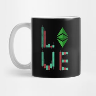 Vintage LOVE Stock Chart Ethereum Classic ETH Coin Valentine Crypto Token Cryptocurrency Blockchain Wallet Birthday Gift For Men Women Kids Mug